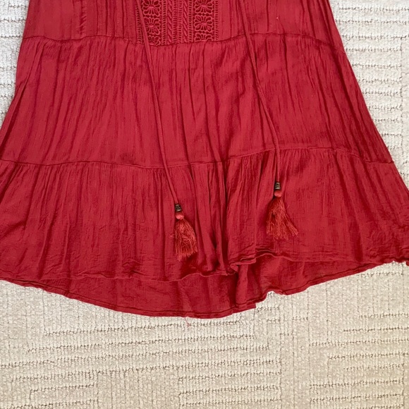 Red Boho Peasant Tie Tank - Picture 3 of 4